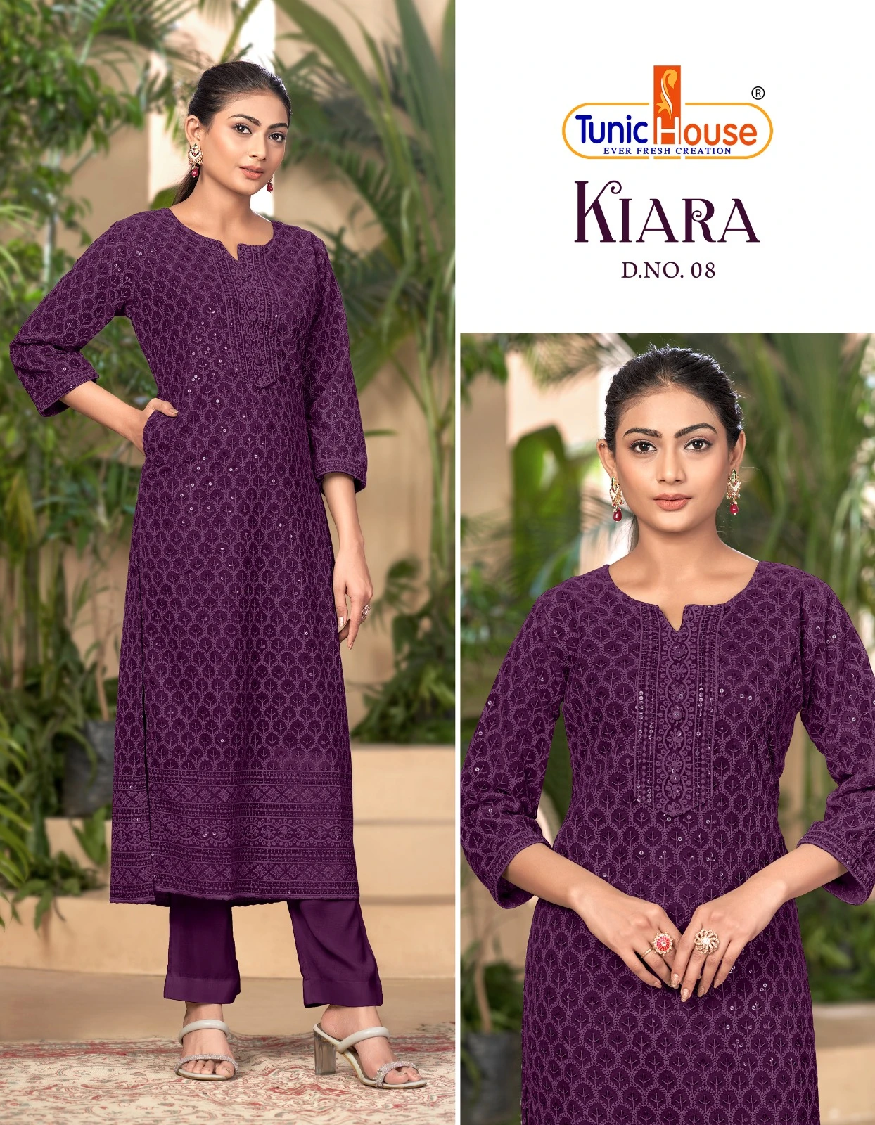 Tunic House Kiara Georgette Wholesale Chikankari Kurtis Catalog — Wholesale Kurtis, MPA wholesale from Surat - Gallery Image 6